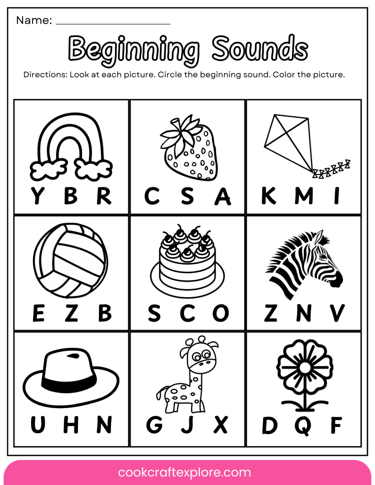 beginning sounds worksheets