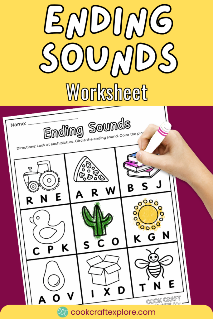 free ending sounds worksheet for preschoolers