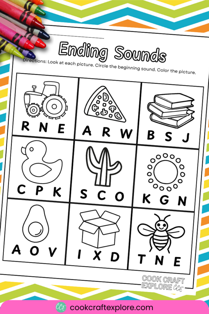 ending sounds worksheet for preschoolers