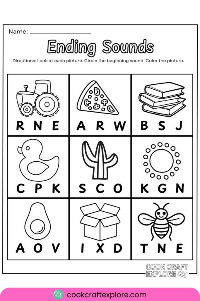 free ending sounds worksheet