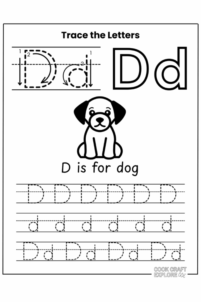 letter d tracing worksheet